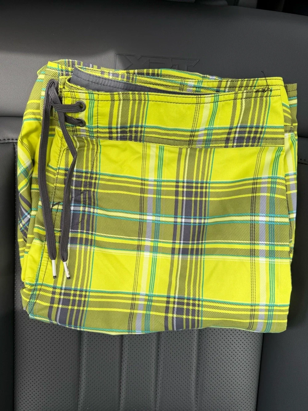 O'Neill Neon Green Plaid Cargo Swim Shorts